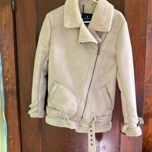 AE American Eagle Women's Faux Suede Moto  Jacket Y2K